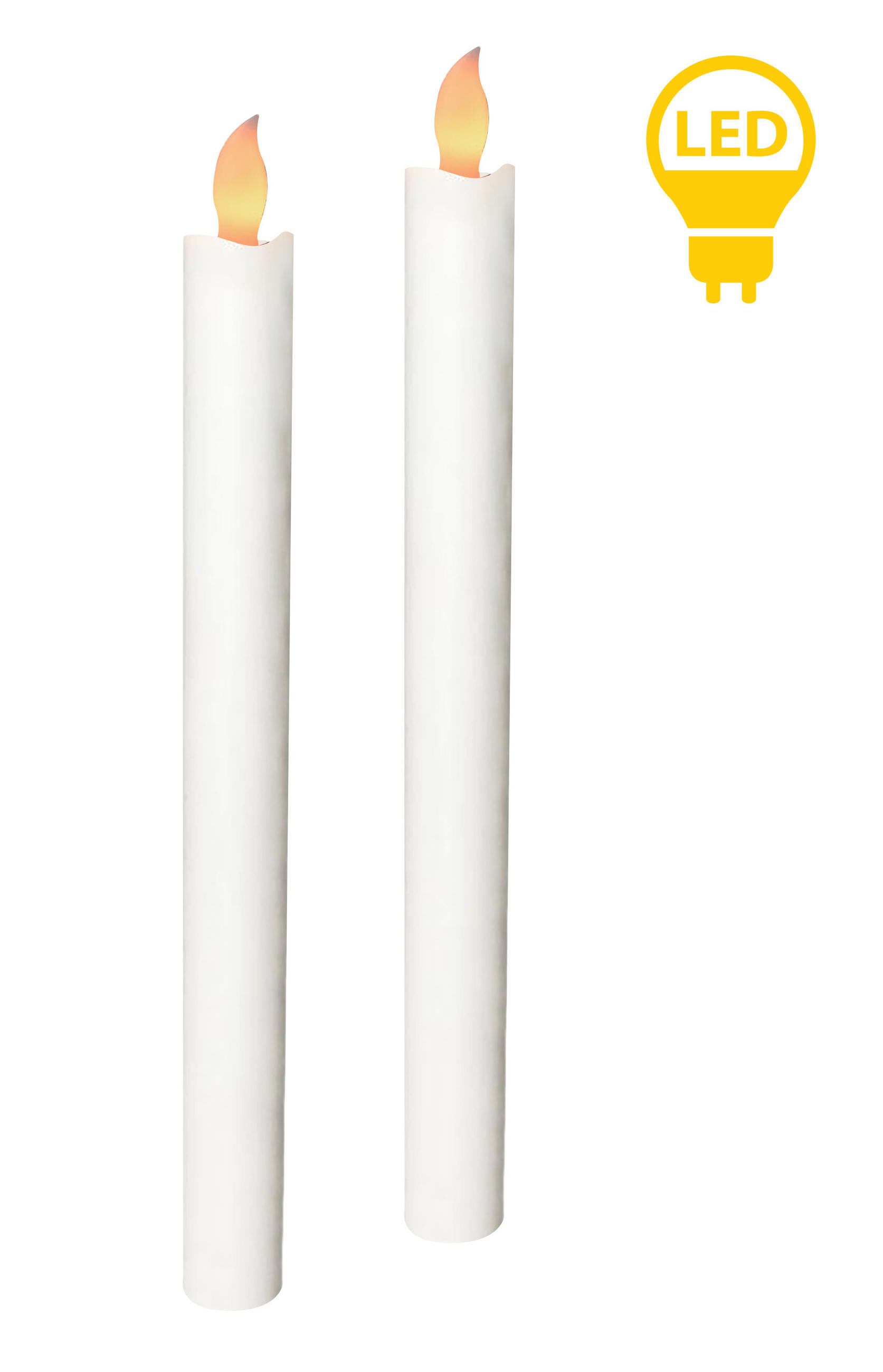 Mondex Led-Kerzen Weiß 2x24.5x2 cm