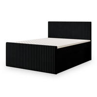 BOXBETT TERVAN 180x200 cm mit Matratze und Topper - Schwarz - Schwarz, Holz (180/200cm) - MASSENO
