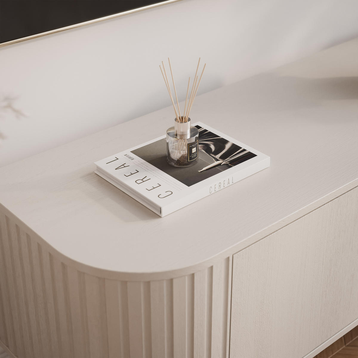 TV-LOWBOARD OVALINE stehend, 123 cm Beige - Beige, Holzwerkstoff/Metall (123/50/42cm) - Idohome