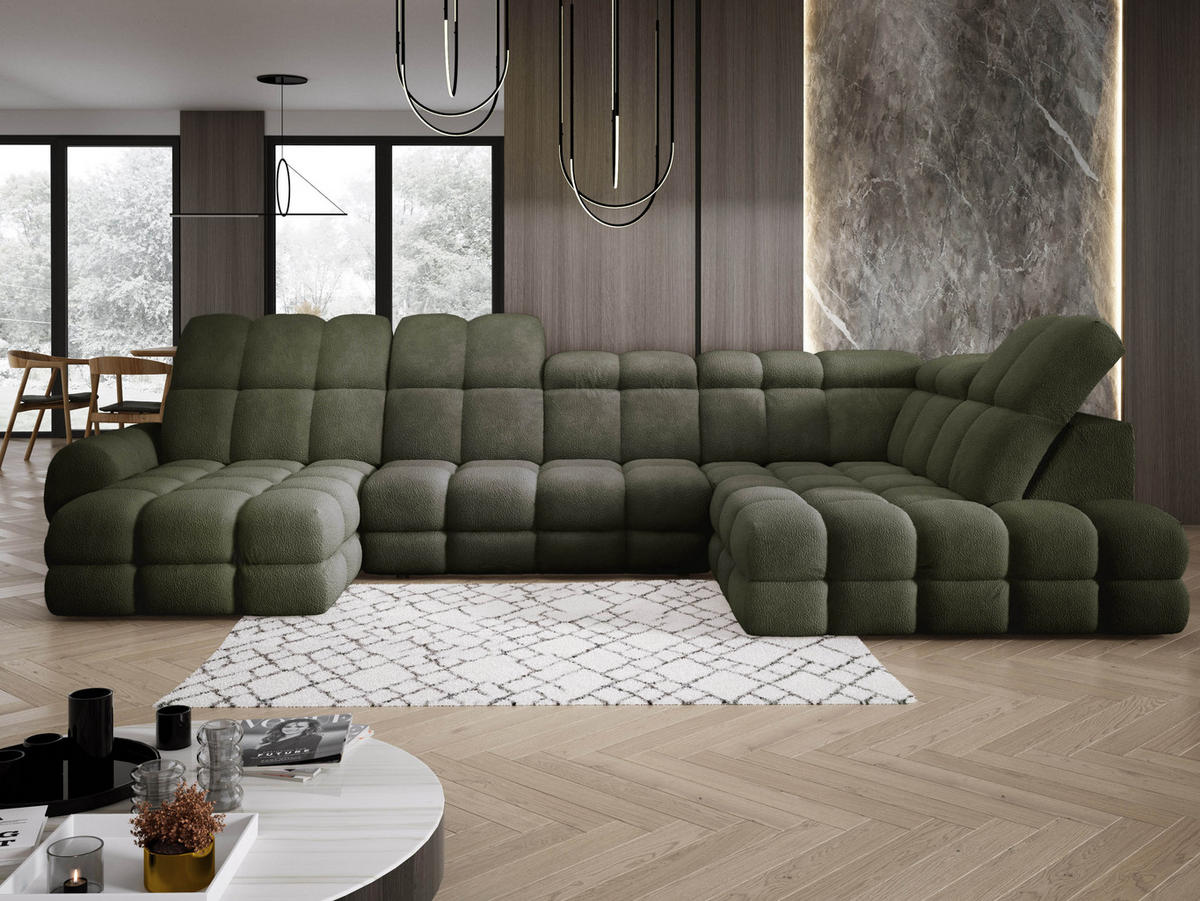 ECKSOFA TOLLO Anthology-stoff U-form 400x217x105 cm grün - Waldgrün, Holz/Textil (217/400cm) - DomoHome