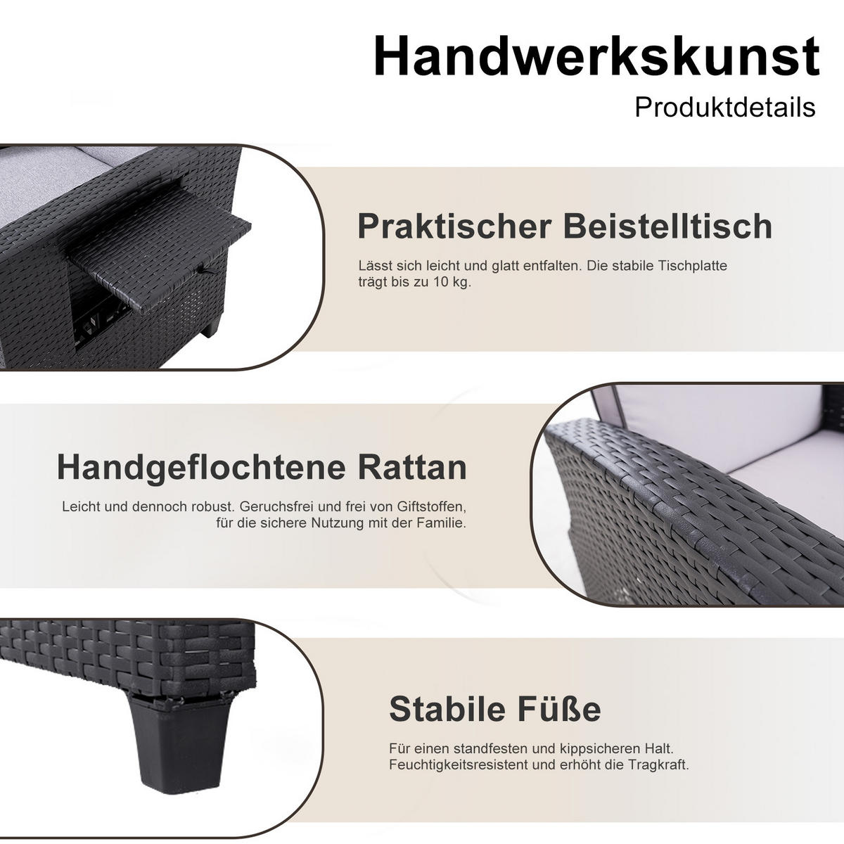 GARTEN-RELAXSESSEL-TY01 - Schwarz, Metall (72/108/55cm) - BELONID
