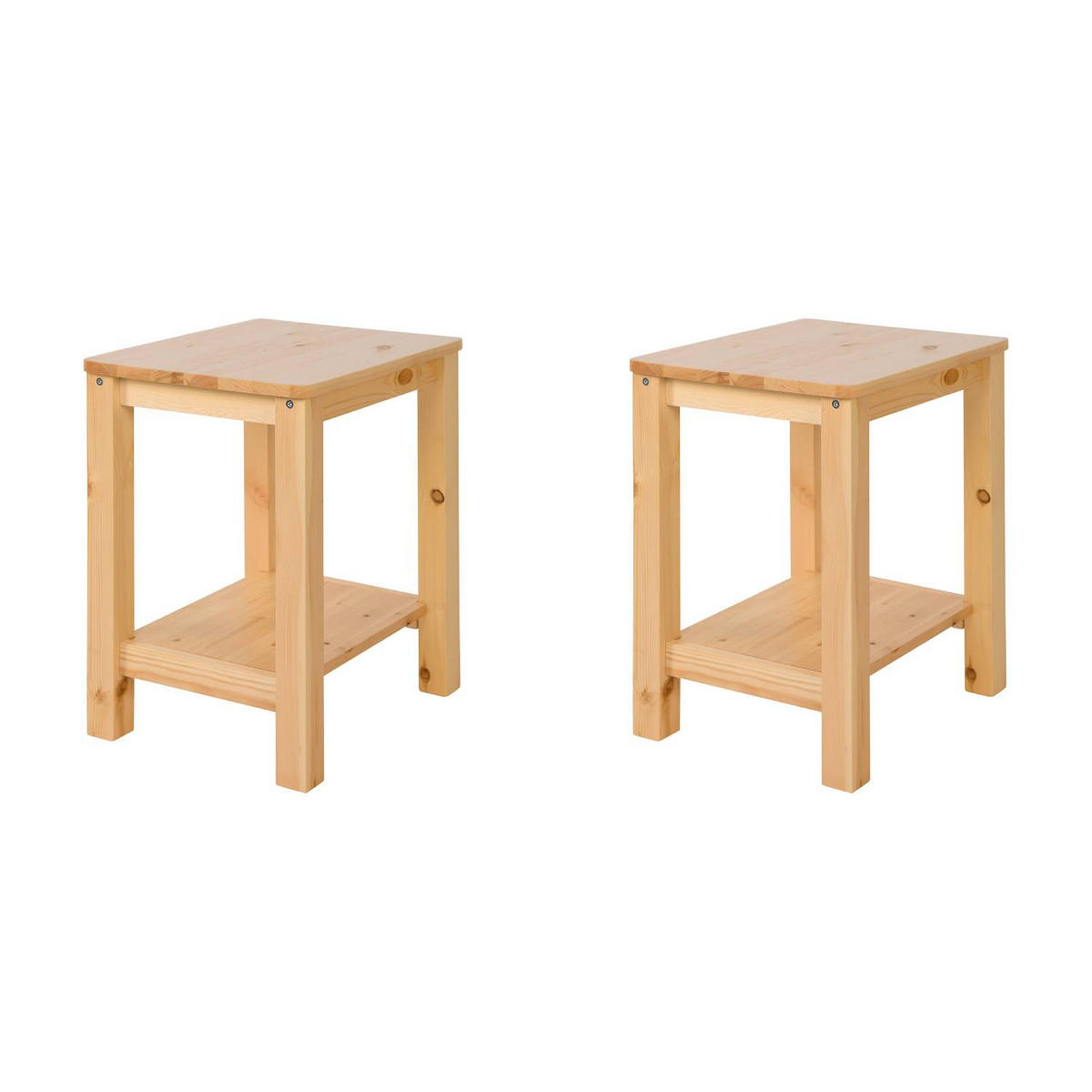 NACHTTISCH 2er Set Natur 47/38/32 cm - Braun, Holz (30/47/32cm) - Homestyle4u