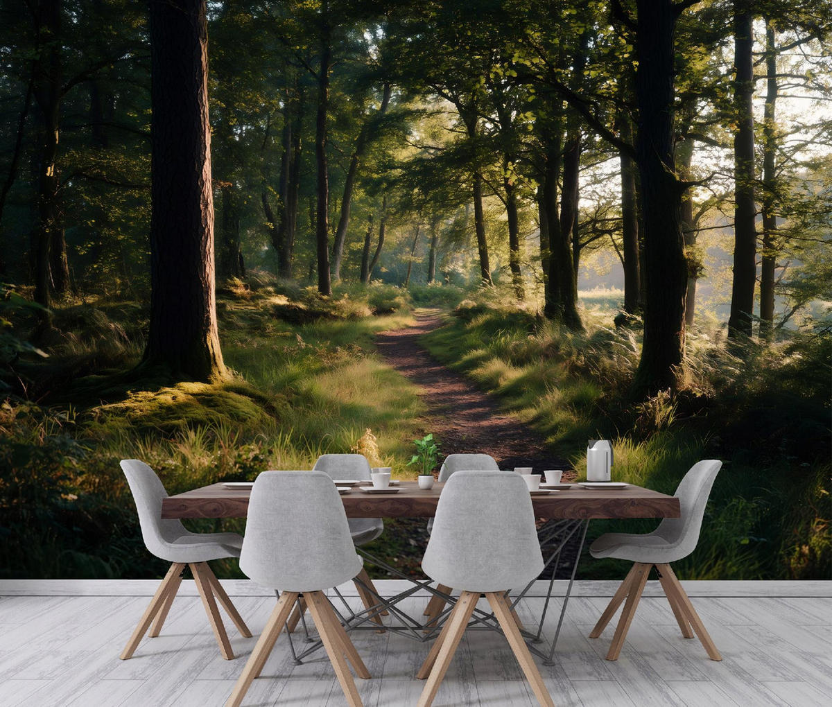 FOTOTAPETE Wald Bäume Grün 250x175 cm - Multicolor, Papier (250/175cm) - Wallarena