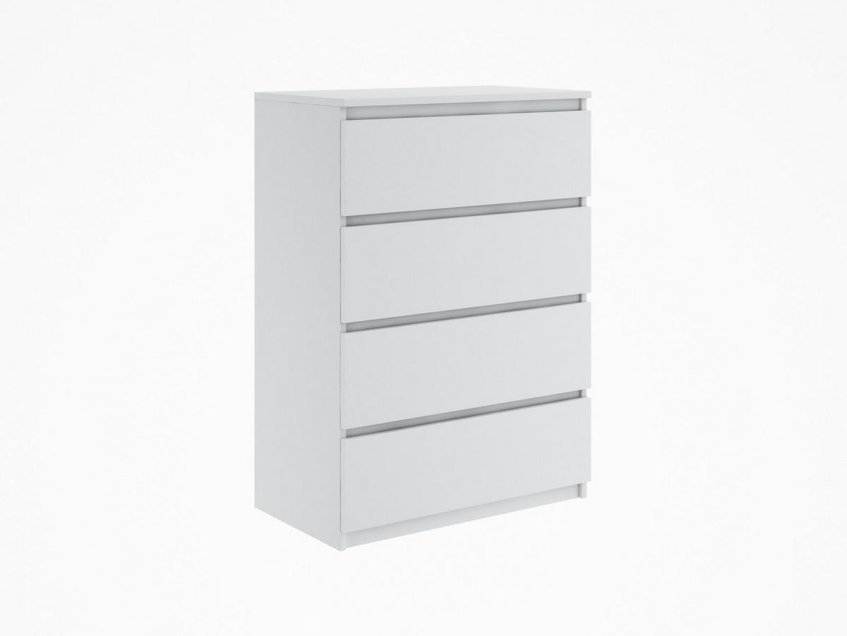 KOMMODE mit 4 Schubladen Sideboard weiß Anrichte holz Möbel Schubladenschrank - Weiß, Holzwerkstoff (70/99/33cm) - EMIX24