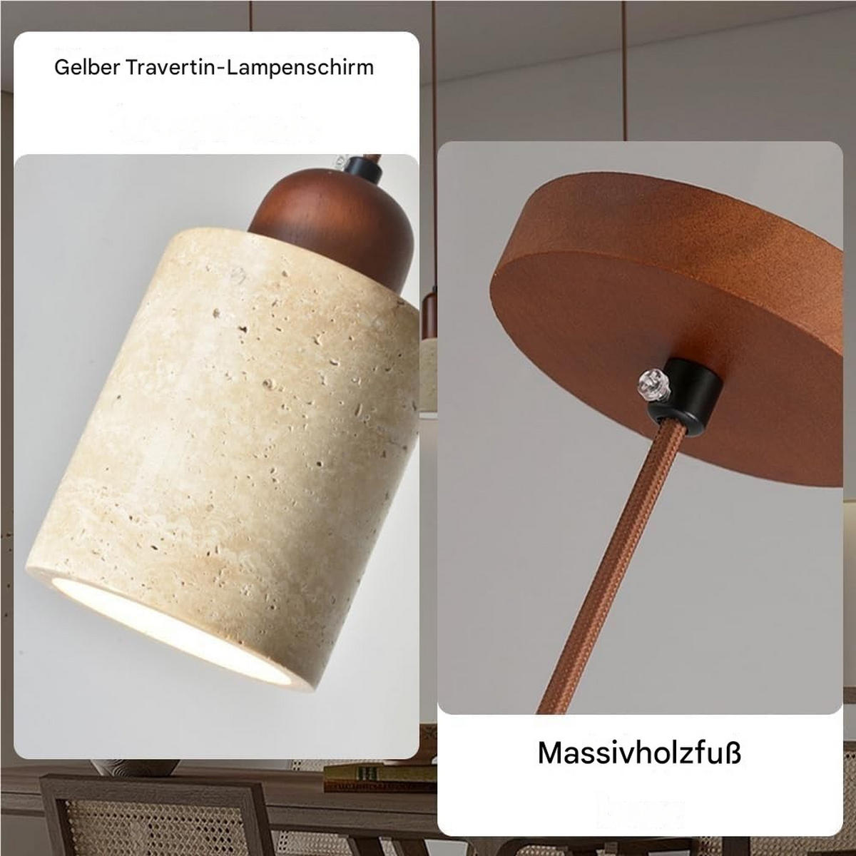 PENDELLEUCHTE Naturstein & Holz, Modern (A) - Gelb, Naturmaterialien (11/19/11cm) - Weltevree