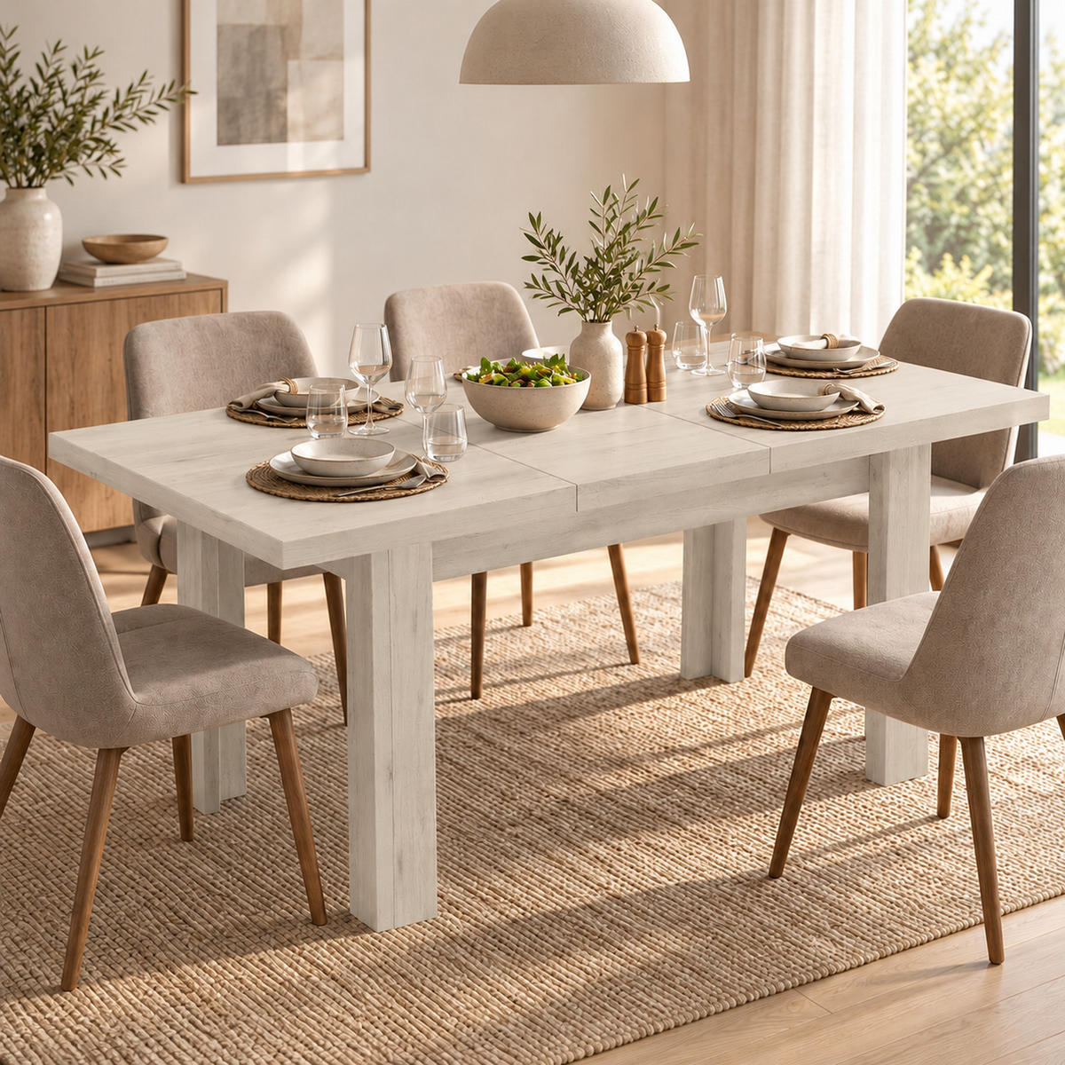 ESSTISCH ausziehbar 120-160 x 80 x 75,5 cm Kraft Weiß - Weiß, Holzwerkstoff (80/120/75.5cm) - Koseto