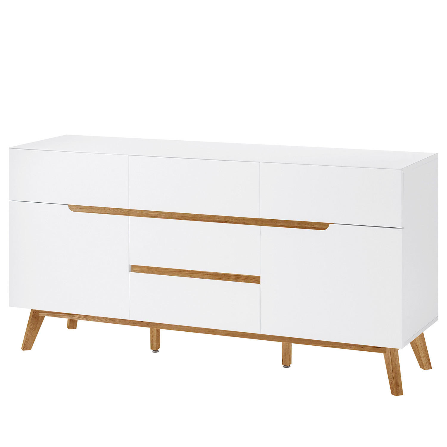 SIDEBOARD - Eiche teilmassiv - Weiß, Holzwerkstoff (145/76/40cm) - home24