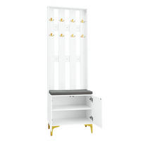 DIELENGARDEROBE 60,5/35,2/180,5 cm mit Sitzbank und Kissen in Weiß - Weiß, Holzwerkstoff (60.5/180.5/35.2cm) - BEAOK