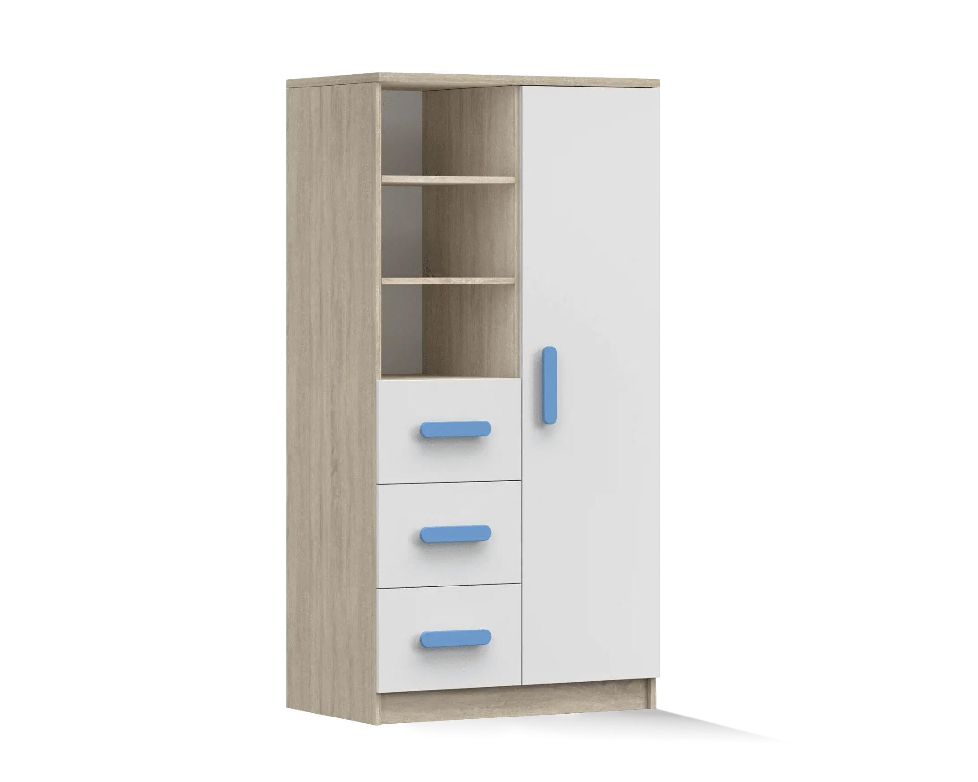 Deine Möbel 24 Kinderregal Weiß, Sonoma Eiche, Blau 80x159x40 cm