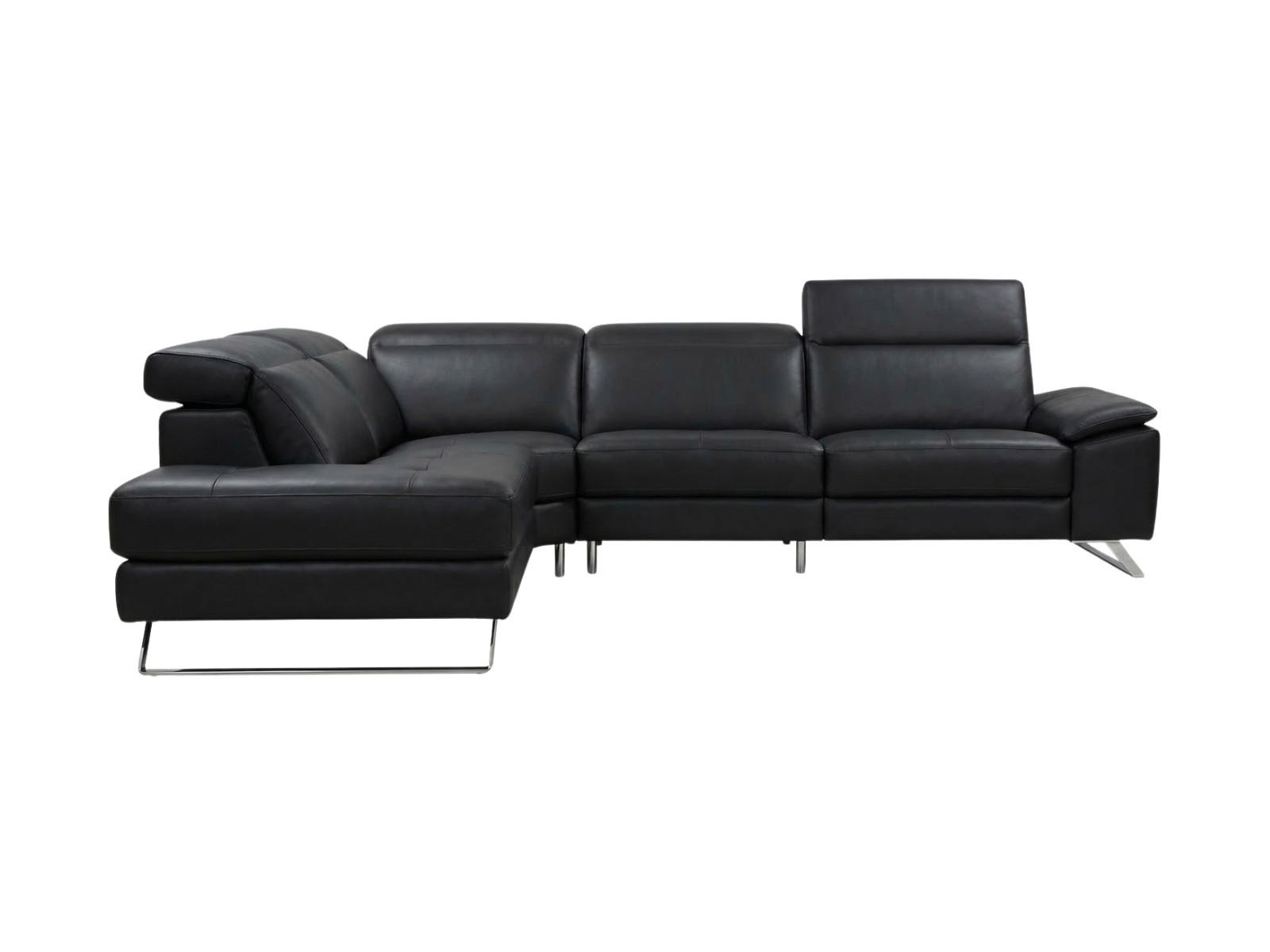 ECKSOFA Genius Echtleder Schwarz - Schwarz, Leder/Metall (230/264cm)