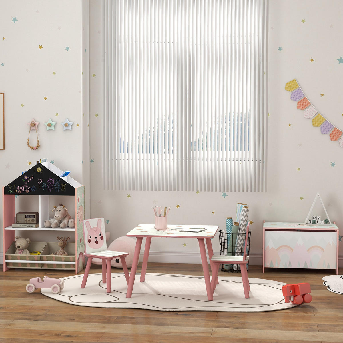 KINDERSITZGRUPPE DE-17516 mit Tiermotiv Rosa - Pink, Holzwerkstoff (60/44/60cm) - ComfortXL