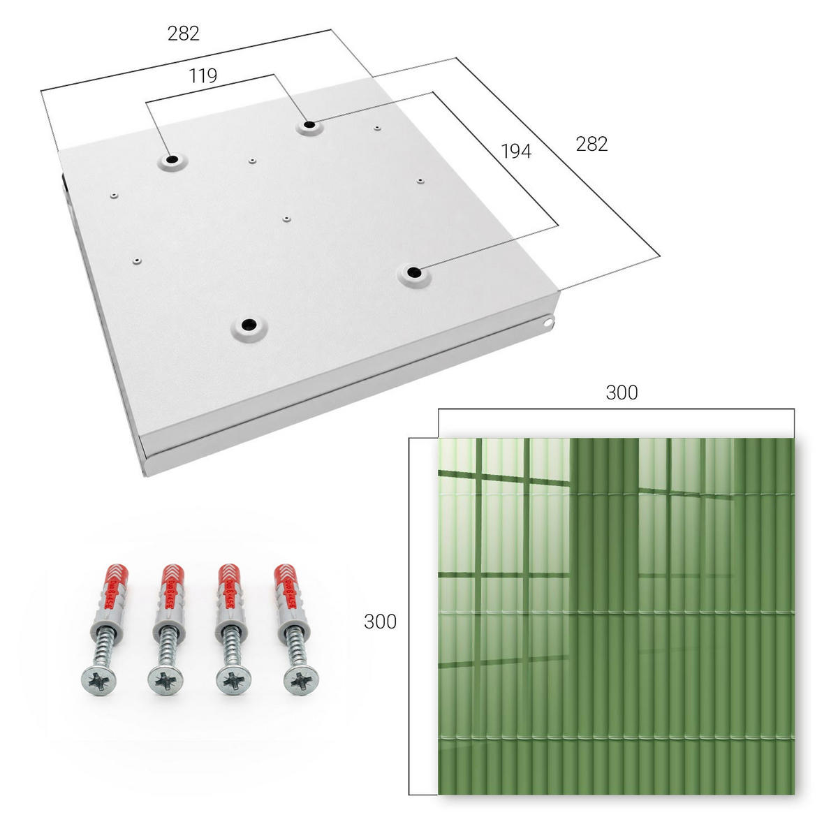 SCHLÜSSELBOX Weiß 30x30 cm – Türöffnung nach rechts - Grüner Bambus - Grün, Metall (30/30/5cm) - TULUP