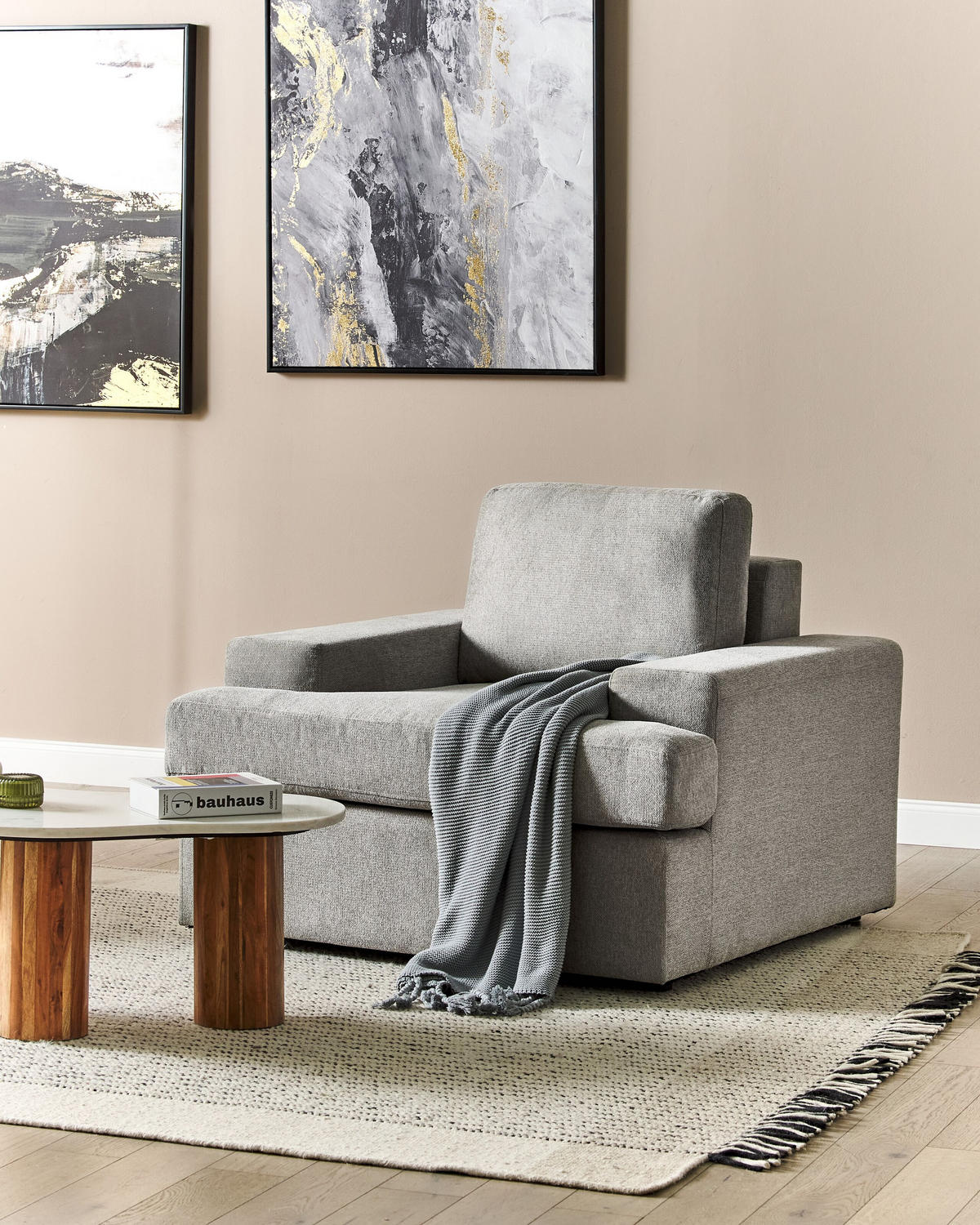 SESSEL hellgrau Alla - Grau, Textil (108/85/103cm) - Beliani