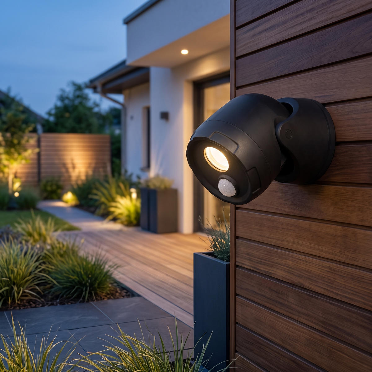 LED-BATTERIE-SPOT-STRAHLER - mit Bewegungsmelder und Erdspieß für Außenbereich, 3er-Set D-Batterien inklusive - Schwarz, Kunststoff (10.9/10.9/17cm) - Northpoint