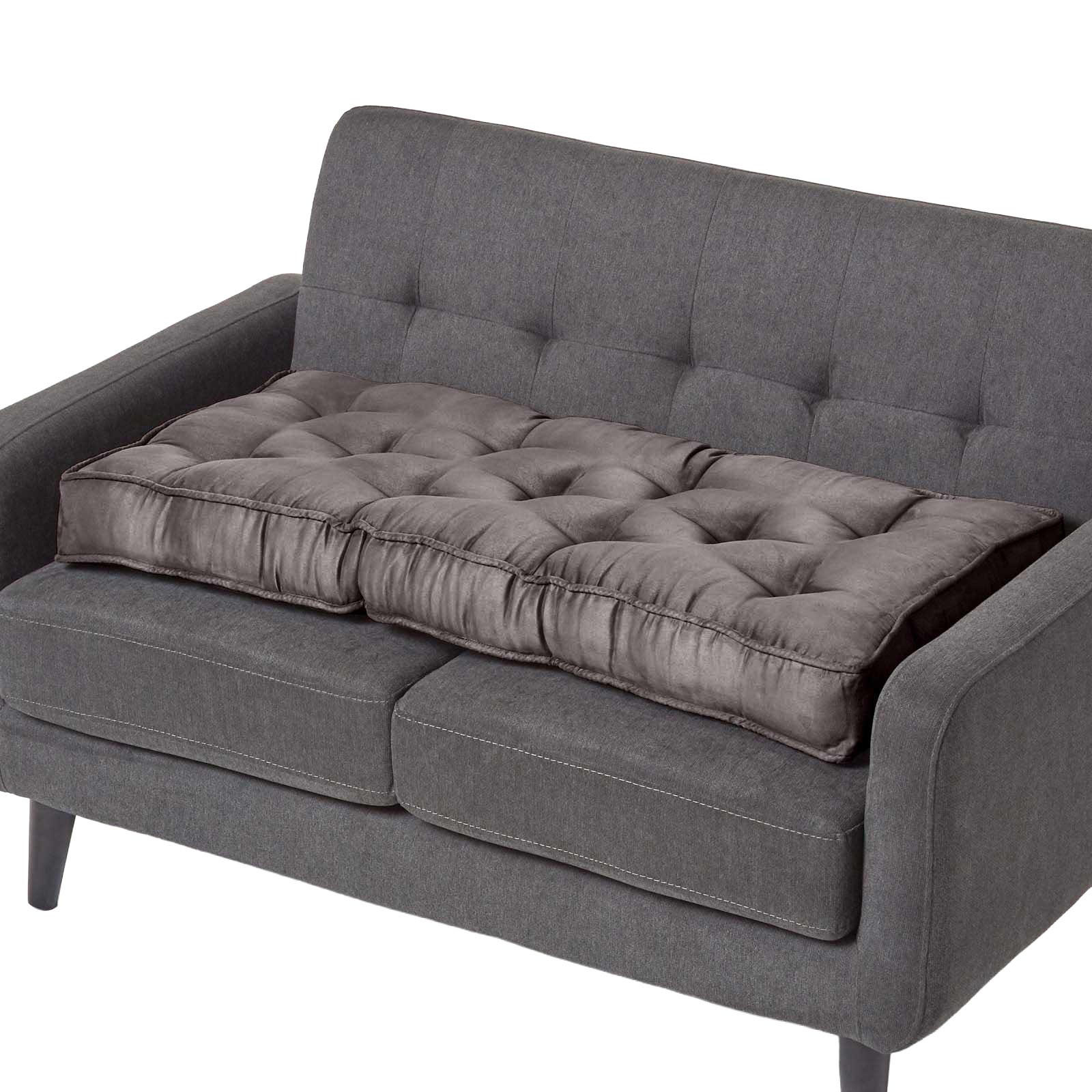 SITZAUFLAGE grau 100/48/10 cm – Sofa-Sitzkissen, Velours - Grau, Textil (48/100/10cm) - Homescapes