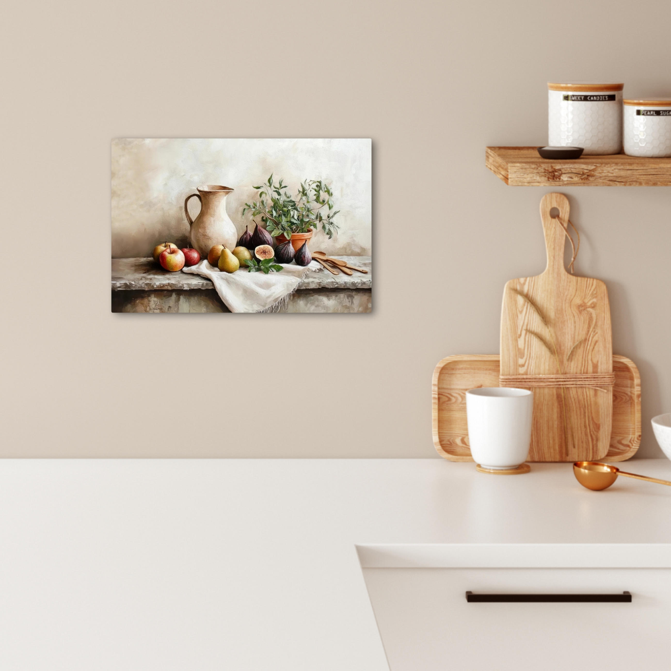 LEINWANDBILD Obst - Kräuter - Ländlich 30x20 cm - Naturfarben, Textil (30/20cm) - MuchoWow