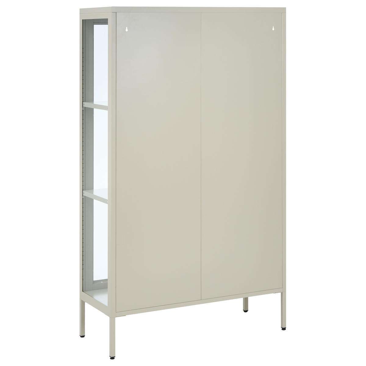 VITRÍNA se skleněnými dveřmi Kov 90 cm Světle béžová Nash - béžová, kov (90/150/35cm) - Beliani