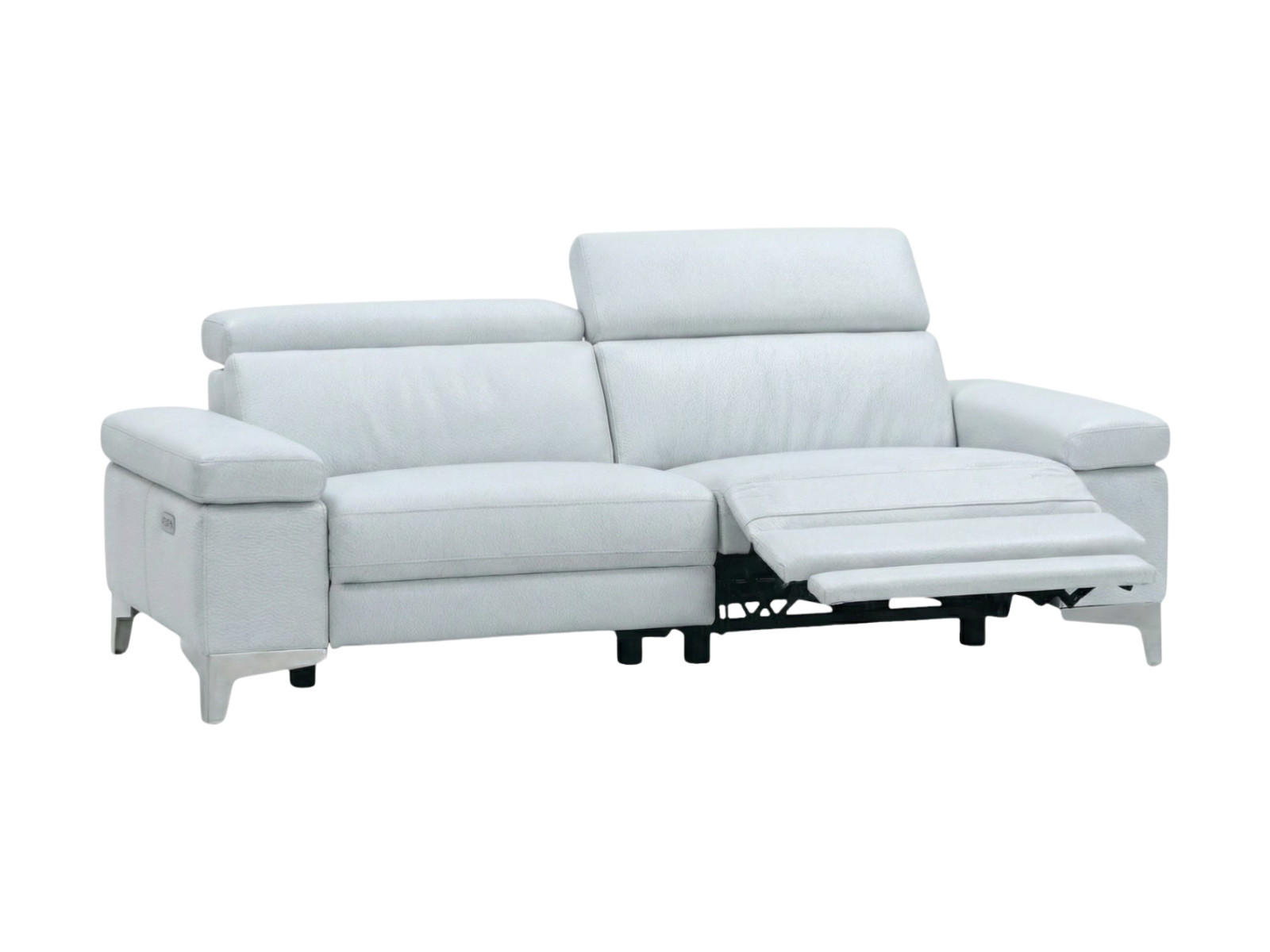 3-SITZER Sofa Talisman Echtleder mit 1 x Relaxfunktion Weiß - Weiß, Leder/Metall (216/80/100cm)