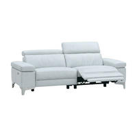 3-SITZER Sofa Talisman Echtleder mit 1 x Relaxfunktion Weiß - Weiß, Leder/Metall (216/80/100cm)