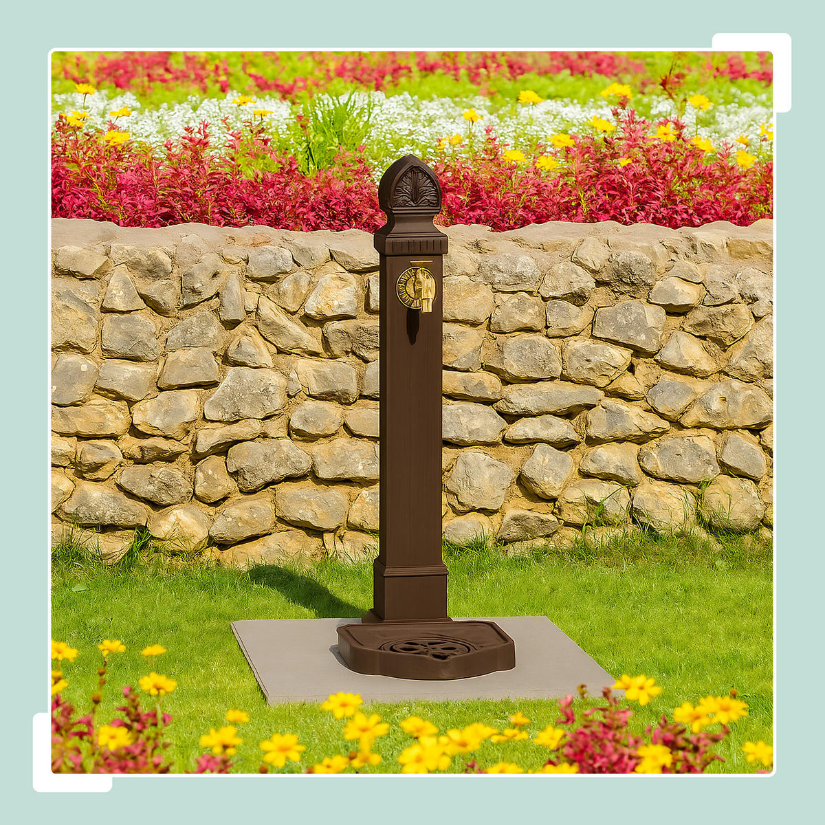 STANDBRUNNEN - Dunkelbraun, Metall (33.5/29/77cm) - Relaxdays