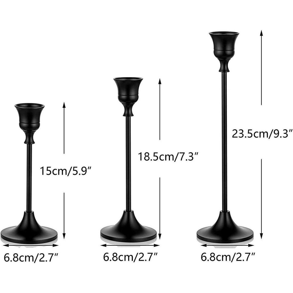 KERZENSTÄNDER 3er Set Metall Schwarz 15/19/24cm - Schwarz, Metall (6.8/23.5/6.8cm)