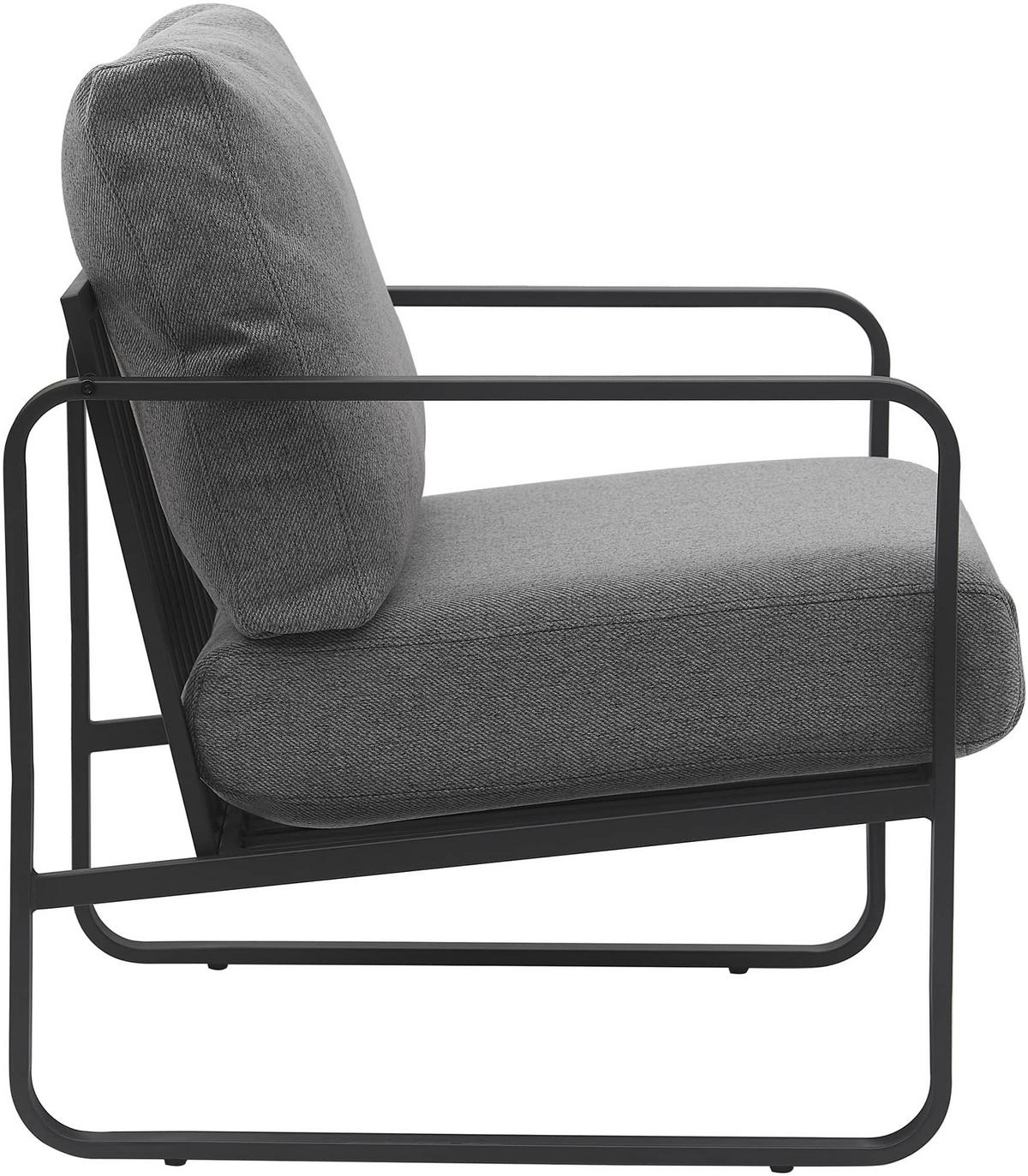 SESSEL Stoff dunkelgrau - Dunkelgrau/Schwarz, Textil/Metall (70/82/74cm) - CLP