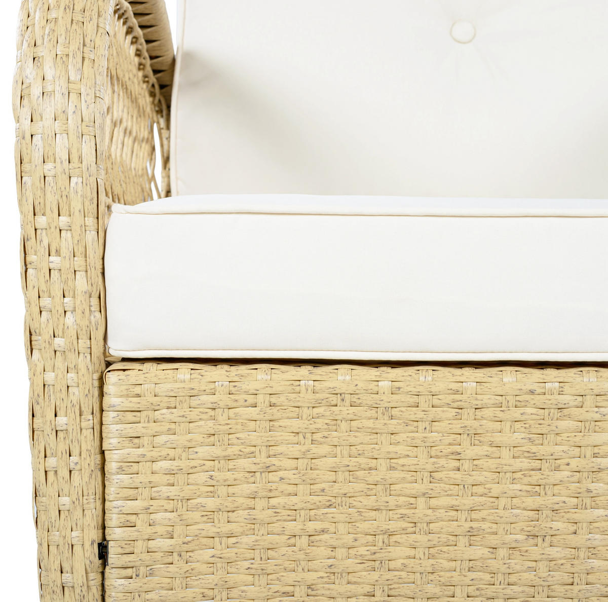 BALKONGARNITUR 3-tlg. mit 2 Schaukelstühlen und Glastisch, wetterfestes Rattan-Design, Beige - Beige, Metall - Redom