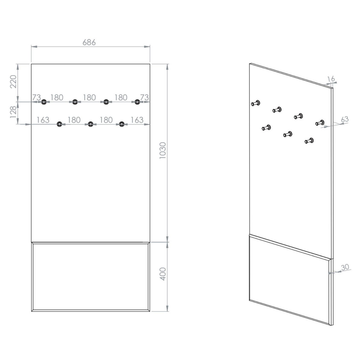 WANDGARDEROBE Dioce graubeige 69 cm - Taupe, Holzwerkstoff (68.9/143/3cm) - Selsey