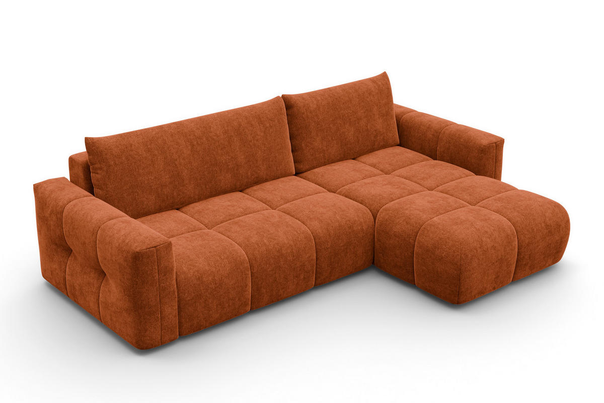ECKSOFA VERONA 4-Sitzer rechts, Orange - Schwarz/Orange, Holz/Textil (266/173cm) - Courtois Laville