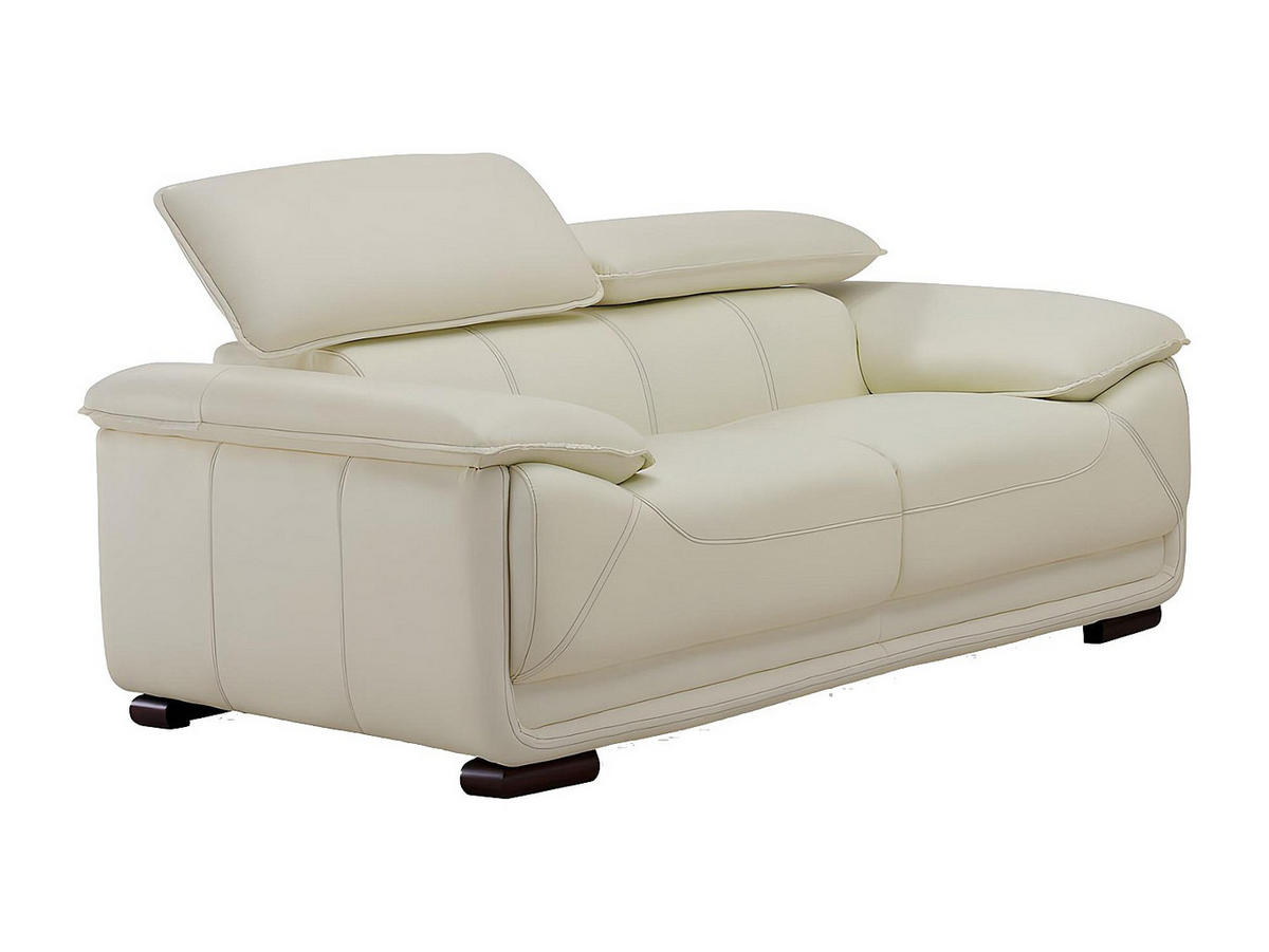 LEDERSOFA 2-Sitzer - Elfenbein - MACELO - Weiß, Leder (170/75/97cm) - Vente-Unique