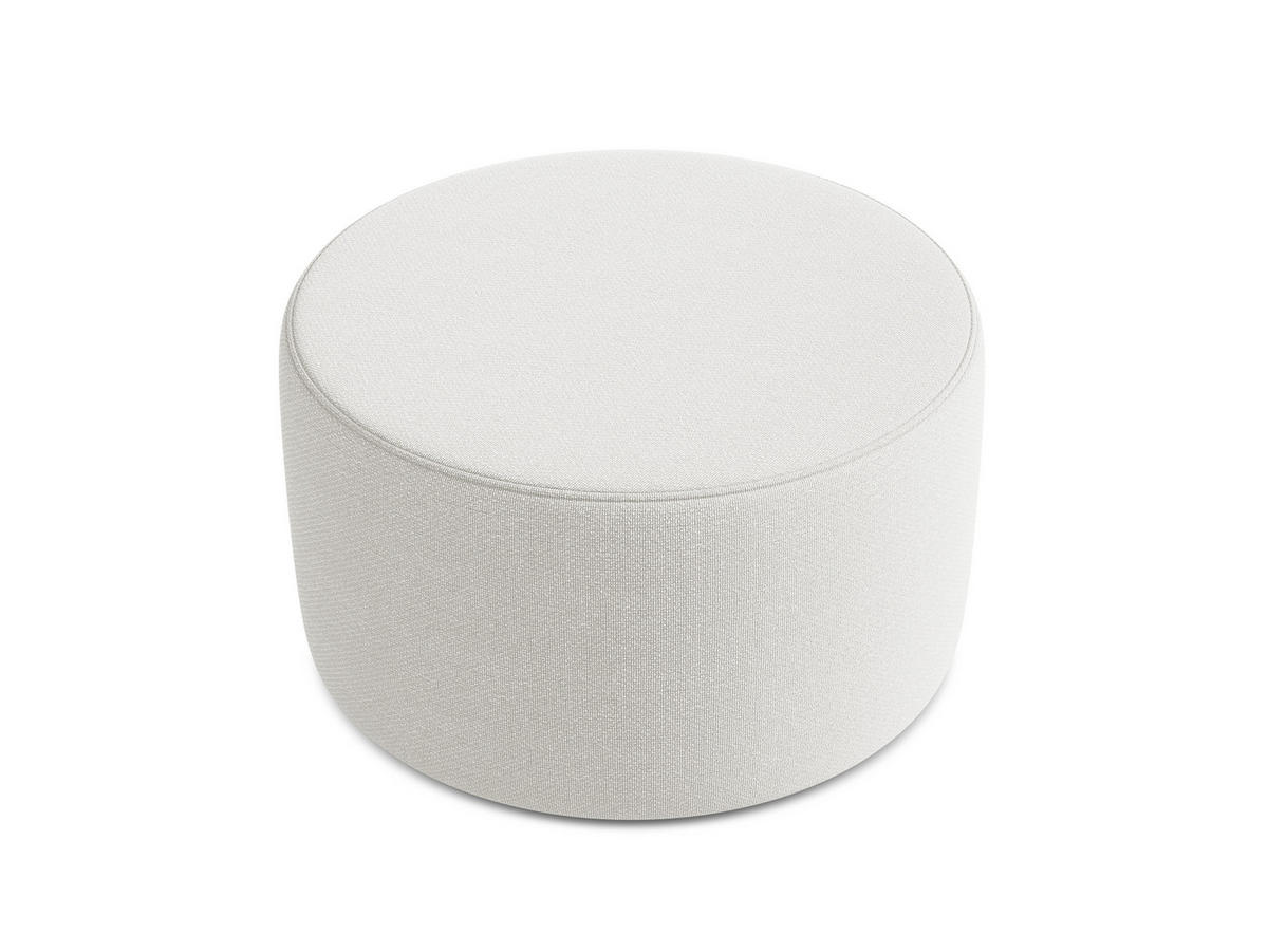POUF Bouclé Stoff Weiß - Beige/Schwarz, Kunststoff/Textil (81/46/81cm) - Makamii