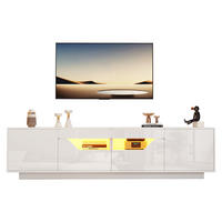 TV-SCHRANK 180x40cm Lowboard Hochglanz 2 Schubladen 2 Schränke LED Weiß - Weiß, Holz (48.79/26.19/65cm) - FLIEKS
