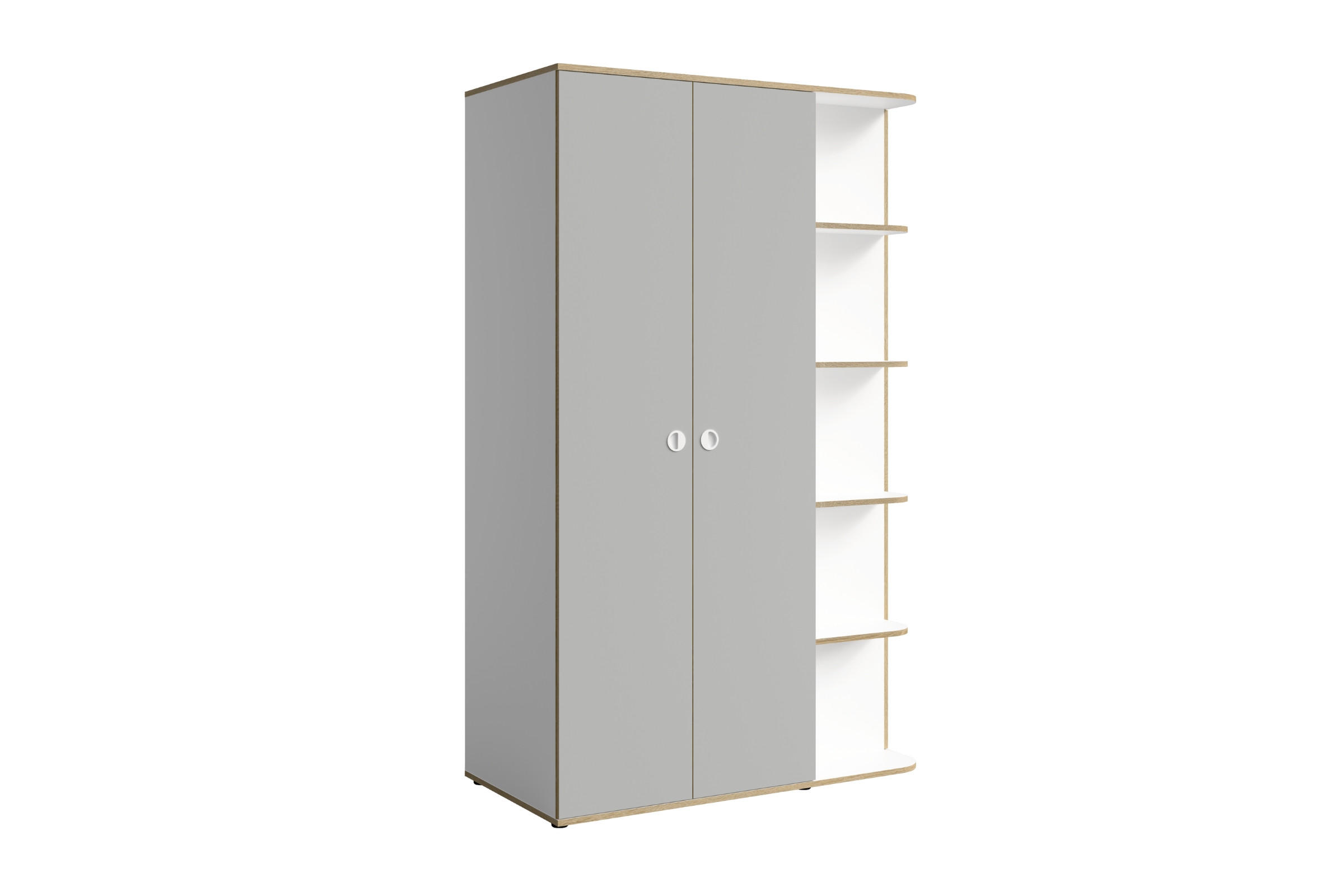 Deine Möbel 24 Kinderkleiderschrank Weiß, Grau, Eiche 120x197x60 cm
