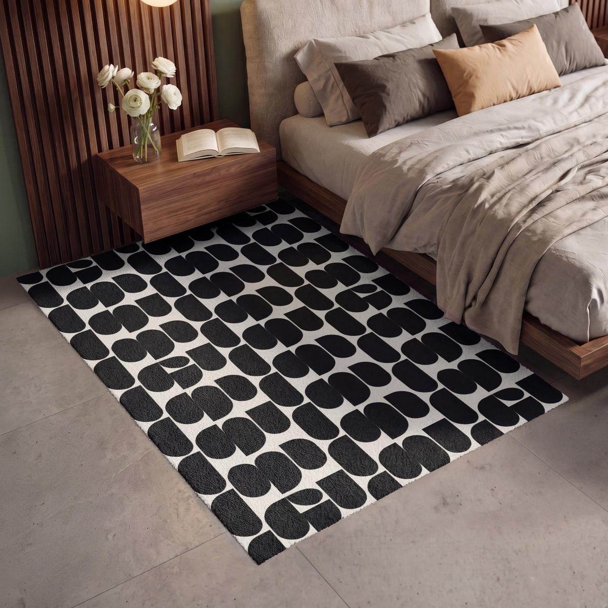 KOBERCE - Moderné - vzorované - čierne - 140x200 cm - čierna, textil/plast (140/0.4cm) - OnlyWow