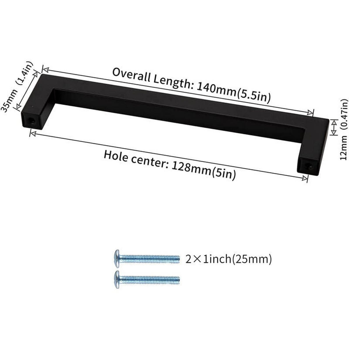 MÖBELGRIFF Schwarz 10er-Set 128 mm Edelstahl - Schwarz, Metall (1/3/12.8cm)