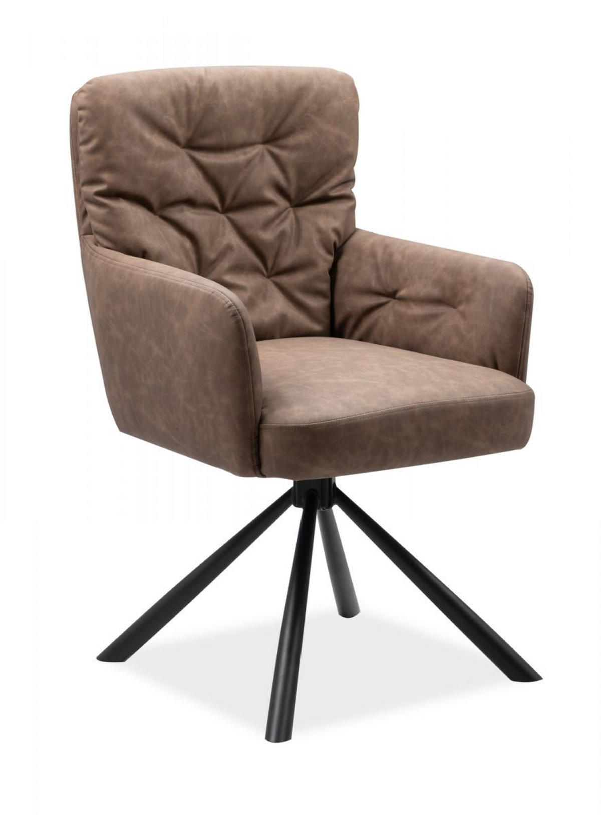 STUHL 2er-Set braun Leder-Optik, Esszimmerstuhl drehbar - Schwarz/Braun, Holz/Textil (57/95.5/57cm) - Furn.Design