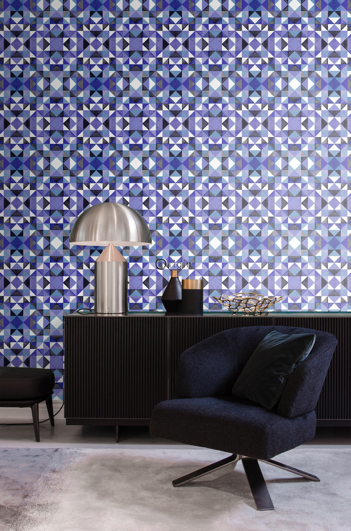 TAPETE kubistisches Muster 53 cm x 10.05 m - Lila, Papier (53/1000cm) - Origin Wallcoverings