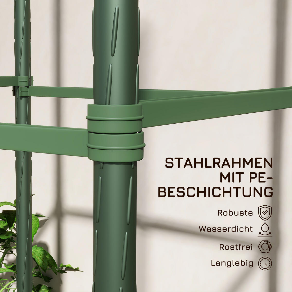 RANKGITTER mit Anzuchtbeutel, Stahl, Grün, 33 x 33 x 180 cm - Grün, Metall (33/180/33cm) - Outsunny