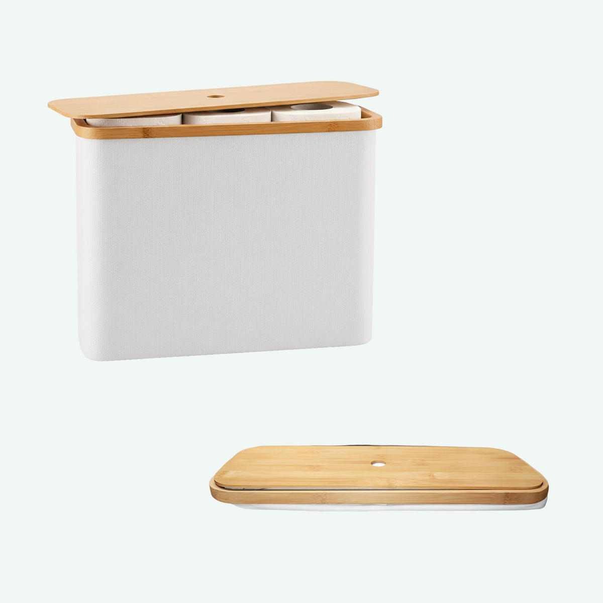 TOILETTENPAPIER-AUFBEWAHRUNG - Weiß, Holz/Textil (45/34.5/15cm) - Relaxdays