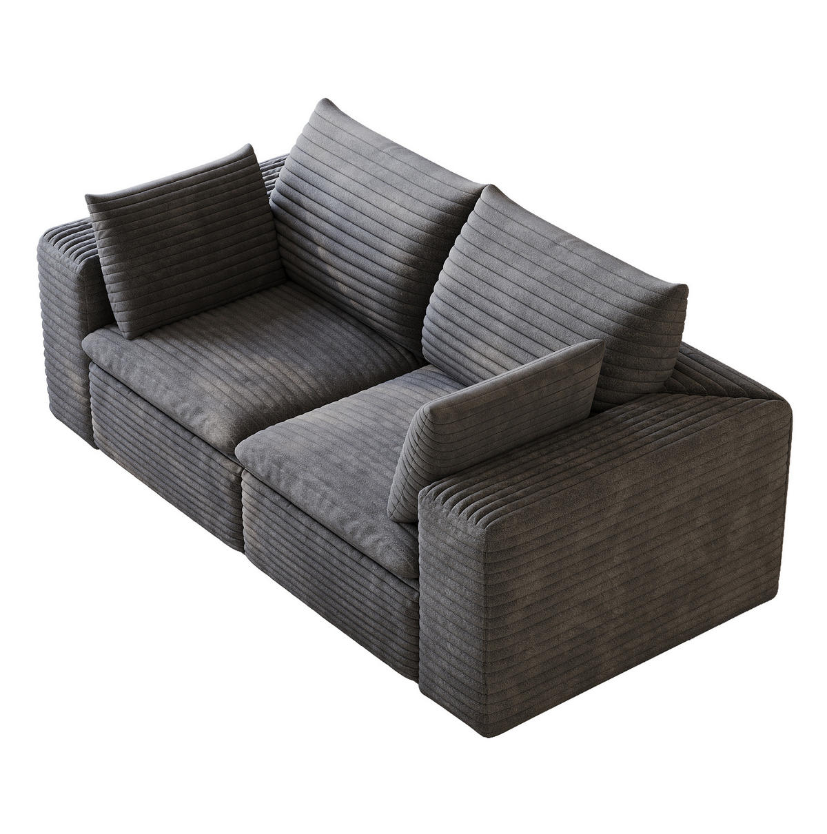 2-SITZER-SOFA aus Stoff 180 cm Dunkelgrau mit Schaumstoffkern, weicher Polsterung und montagefreiem Design - Dunkelgrau, Textil (180/60/90cm) - Modfu