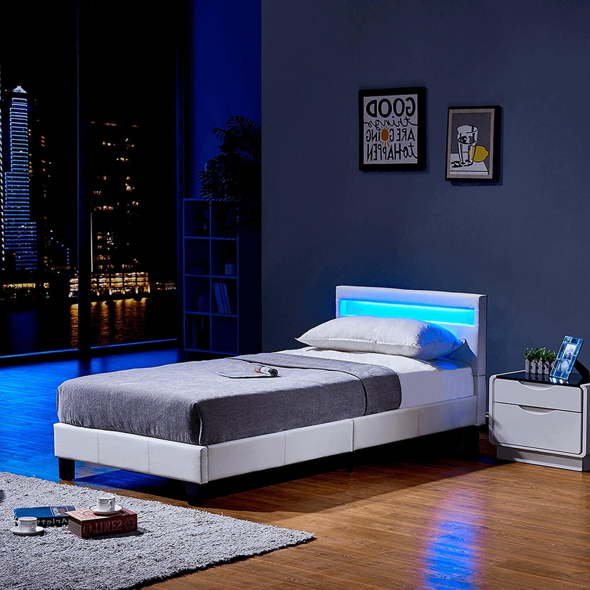 LED BETT ASTRO - Weiß, 140 x 200 cm - Weiß, Kunststoff - Home Deluxe