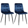 ESSZIMMERSTUHL Till, 2er Set, Samt, Gestell Metall matt Schwarz Blau - Blau/Schwarz, Textil/Metall (45/88/52cm) - TPFLiving