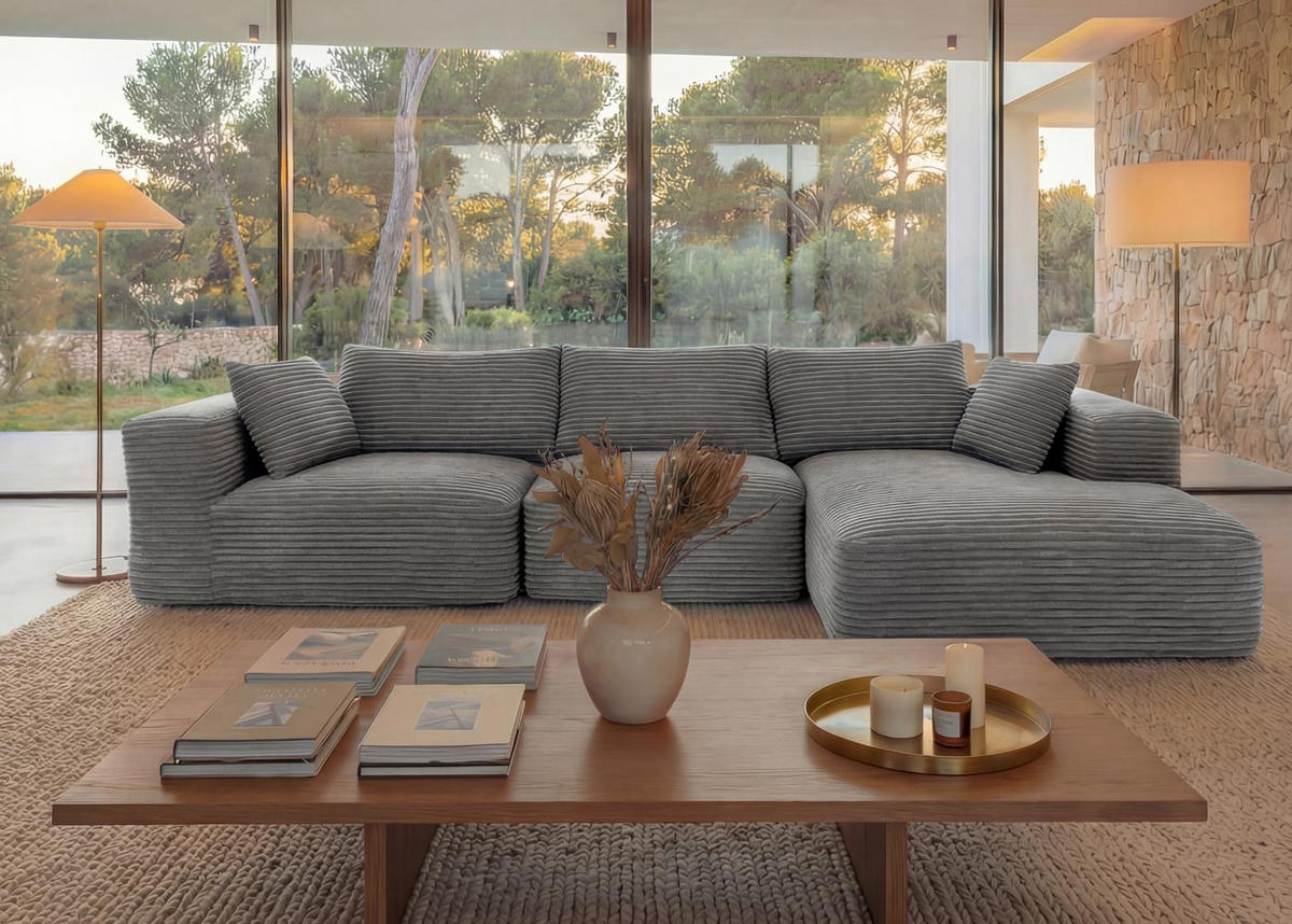 SOFA-GARNITUR Světle šedá - světle šedá, textil (276/58/154cm) - MCW