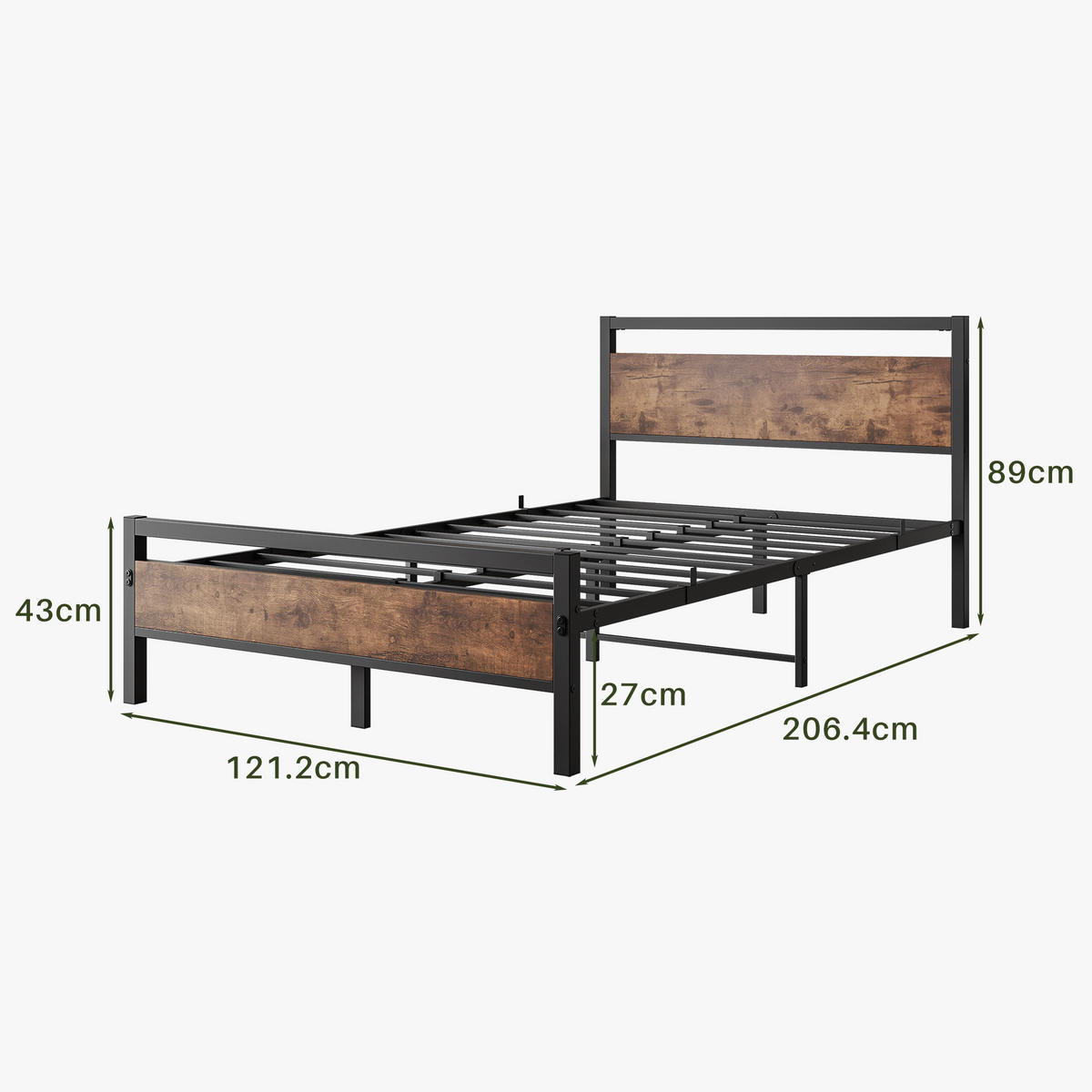 METALLBETT 120/200 cm DE-33024 mit Lattenrost und Stauraum Braun - Braun, Metall (120/200cm) - ComfortXL