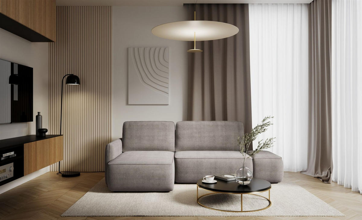 ECKSOFA Luka Mit Schlaffunktion - Graubraun, Holzwerkstoff/Textil (229/148cm) - Fun Möbel