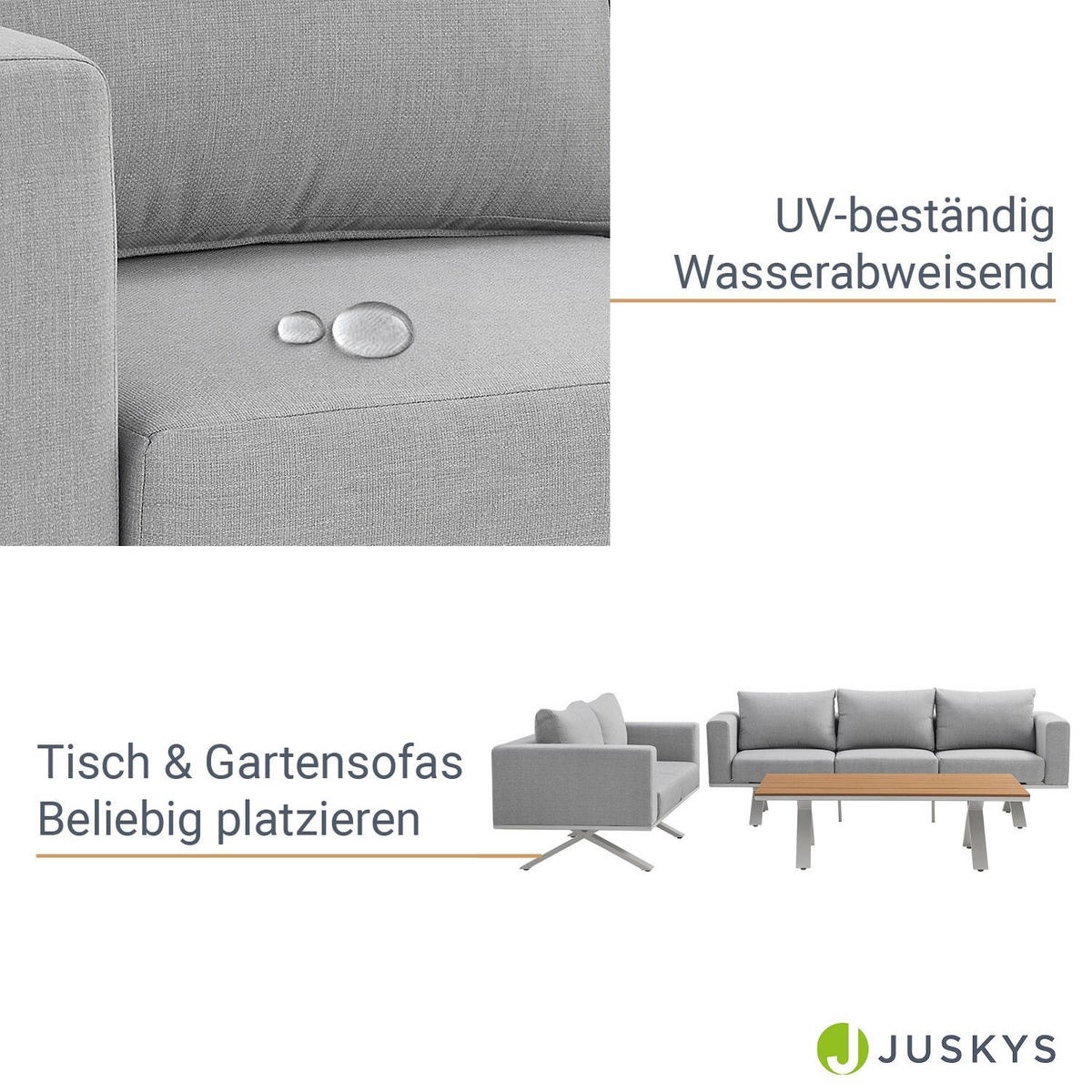 GARTEN-LOUNGE-SET Alexandria grau - Grau, Metall - Juskys