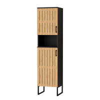 BADSCHRANK Vayra Bambus 35 x 145 cm - Schwarz/Grün, Holzwerkstoff (35/145/31.5cm) - Vicco