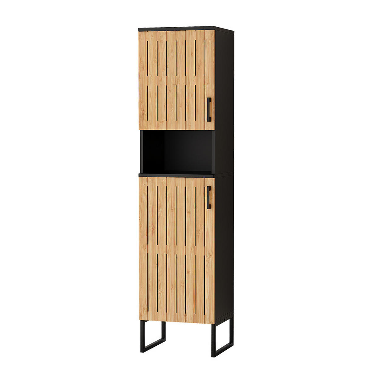 BADSCHRANK Vayra Bambus 35 x 145 cm - Schwarz/Grün, Holzwerkstoff (35/145/31.5cm) - Vicco