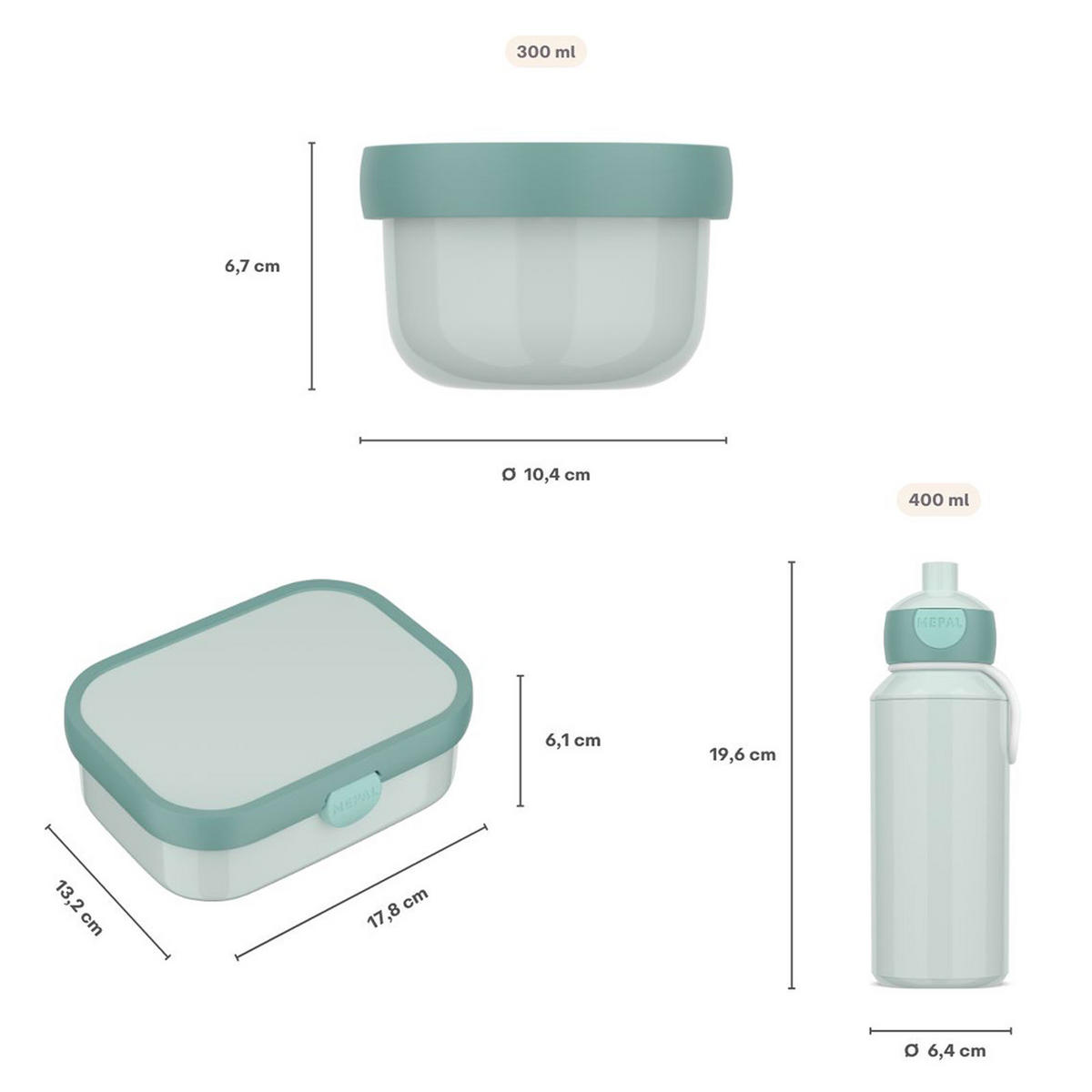 LUNCHSET Campus Princess Power 3er Set - Violett/Mintgrün, Kunststoff (6.8/24.4/24cm) - Mepal
