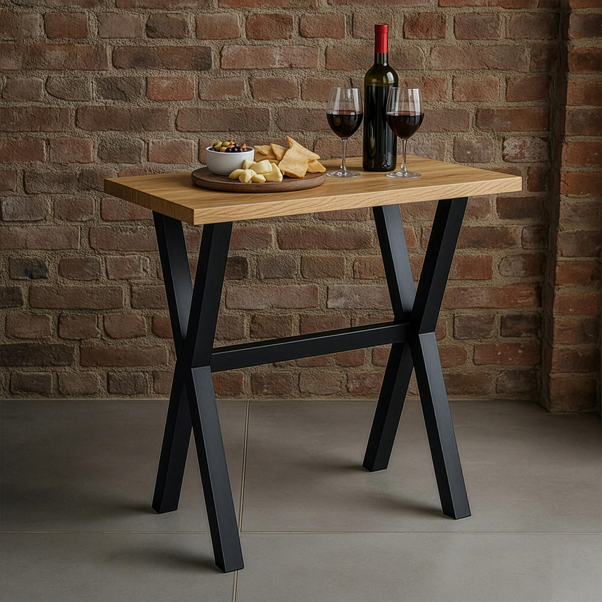 BARTISCH ARNE 120/60/105 cm - Hellbraun/Alteiche, Holzwerkstoff/Metall (60/120/105cm) - DUBI Möbel